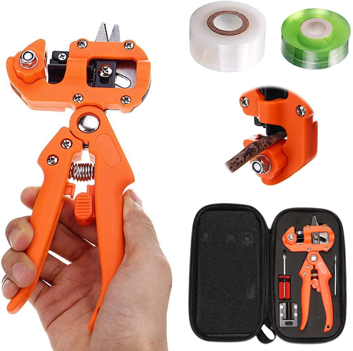 Samnuerly 2 in 1 Garden Pruning Tools, Professional Garden Fruit Tree Plant Pruning Shears Grafting Cutting Tool Kit Grafting Tools for Fruit Trees with Grafting Tape Grafting Scissor Shear