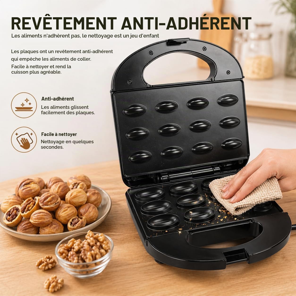 Vikye Oreshki Russian 12 Pcs Nut Biscuit Mold Maker, Russian, 750W, Nut Biscuit Mold for Oreshki Cakes (EU Plug 220V)