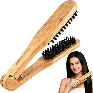 Cepillo Para Planchar Cabello, Cepillo Alisador Pelo de Doble Cara, Antiestático de Madera Profesional– Herramienta de Peluquería para Alisar y Planchar Para Salones de Belleza y Uso Personal