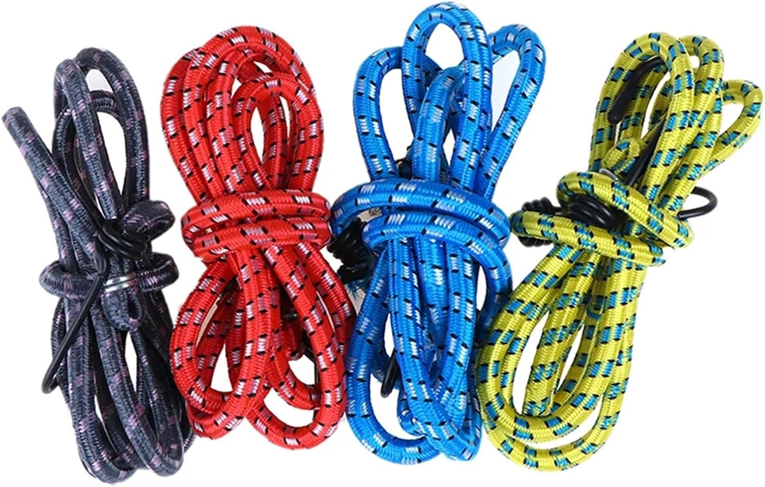 Small Bungee Cords 4pcs Heavy Duty 1.5m Bungee Cords with Hooks, Stretch Elastic Rope for Luggage Roof Rack & Bike Tie-Down