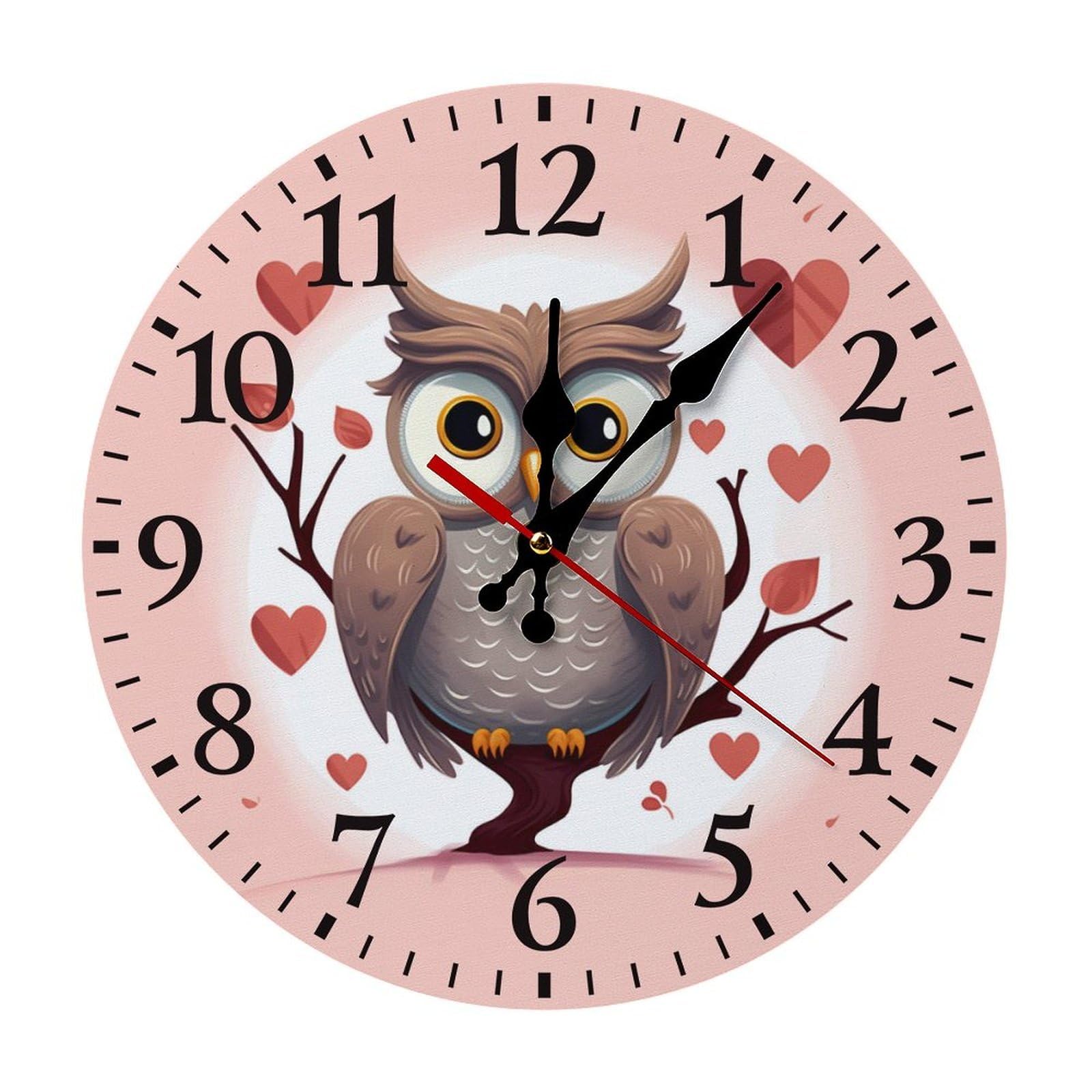 NTVOWPZO 10 Inch Wall Clock Owl Lover1 Battery Operated Wall Clocks Silent Non-Ticking Round Wall Clock for Living Room Kitchen Home Office Wall Decorative Clock