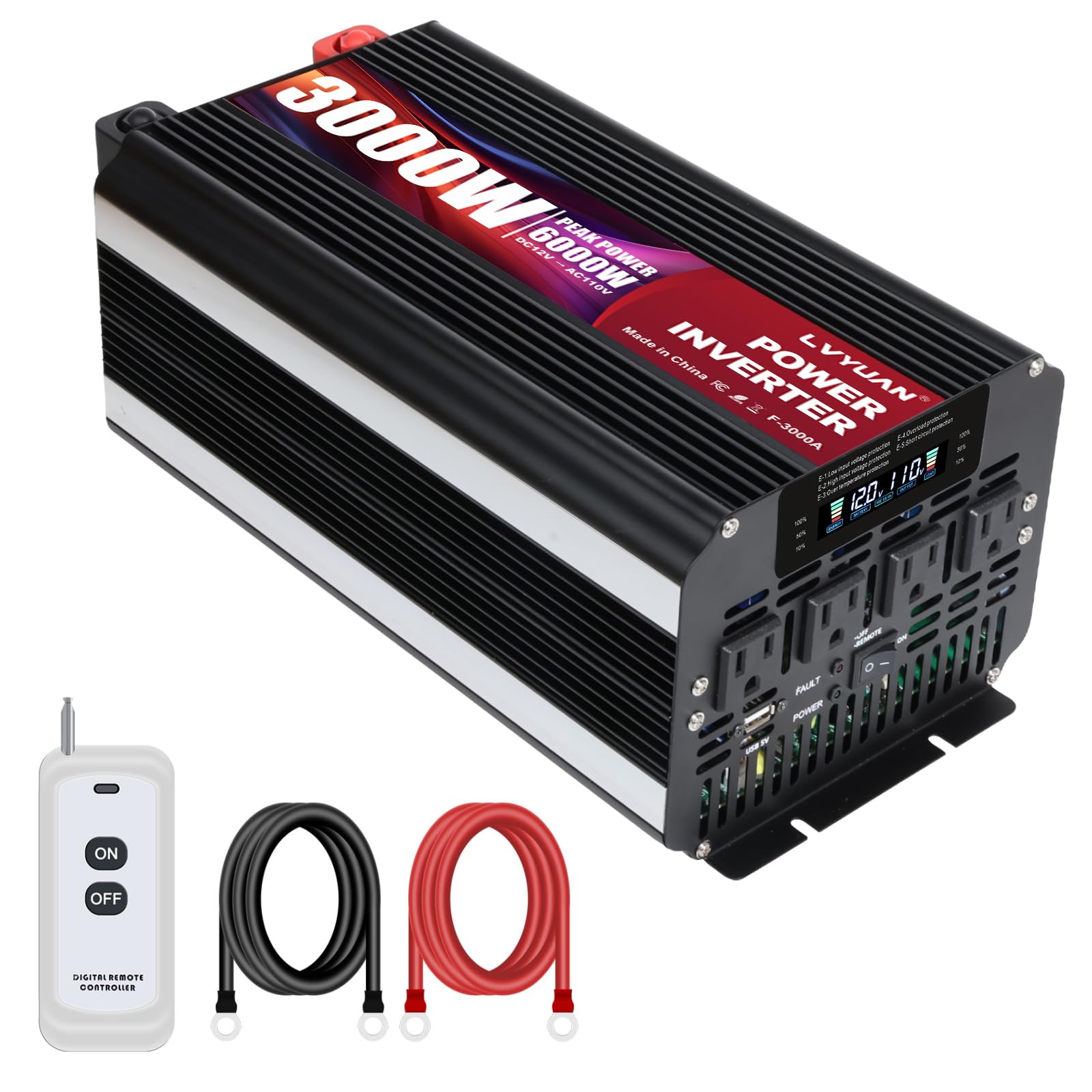 Amazon.com: LVYUAN 3000 Watt Power Inverter 12V to 110V 120V DC to 