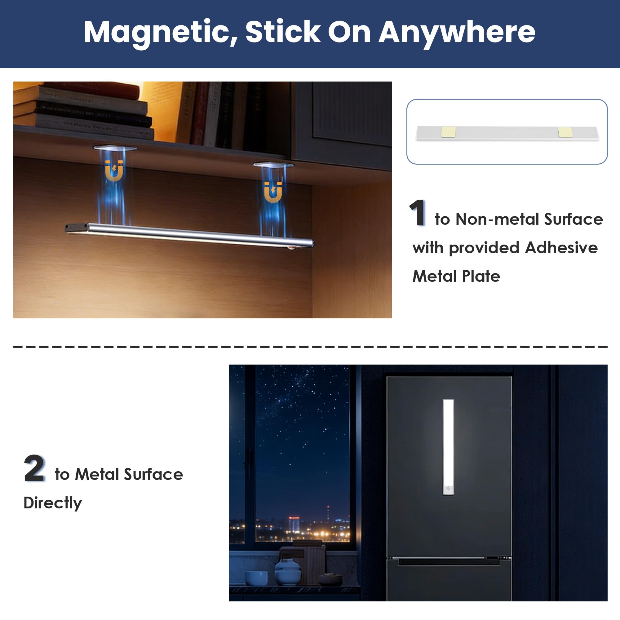 3PZ 40cm Luce Notturna Sensore Movimento 3 Modalità, Barra LED Ricaricabile USB 2200 mAh, 3 Colori Dimmerabile, Luce Magnetica Senza Fili per Cucina, Armadio, Bagno