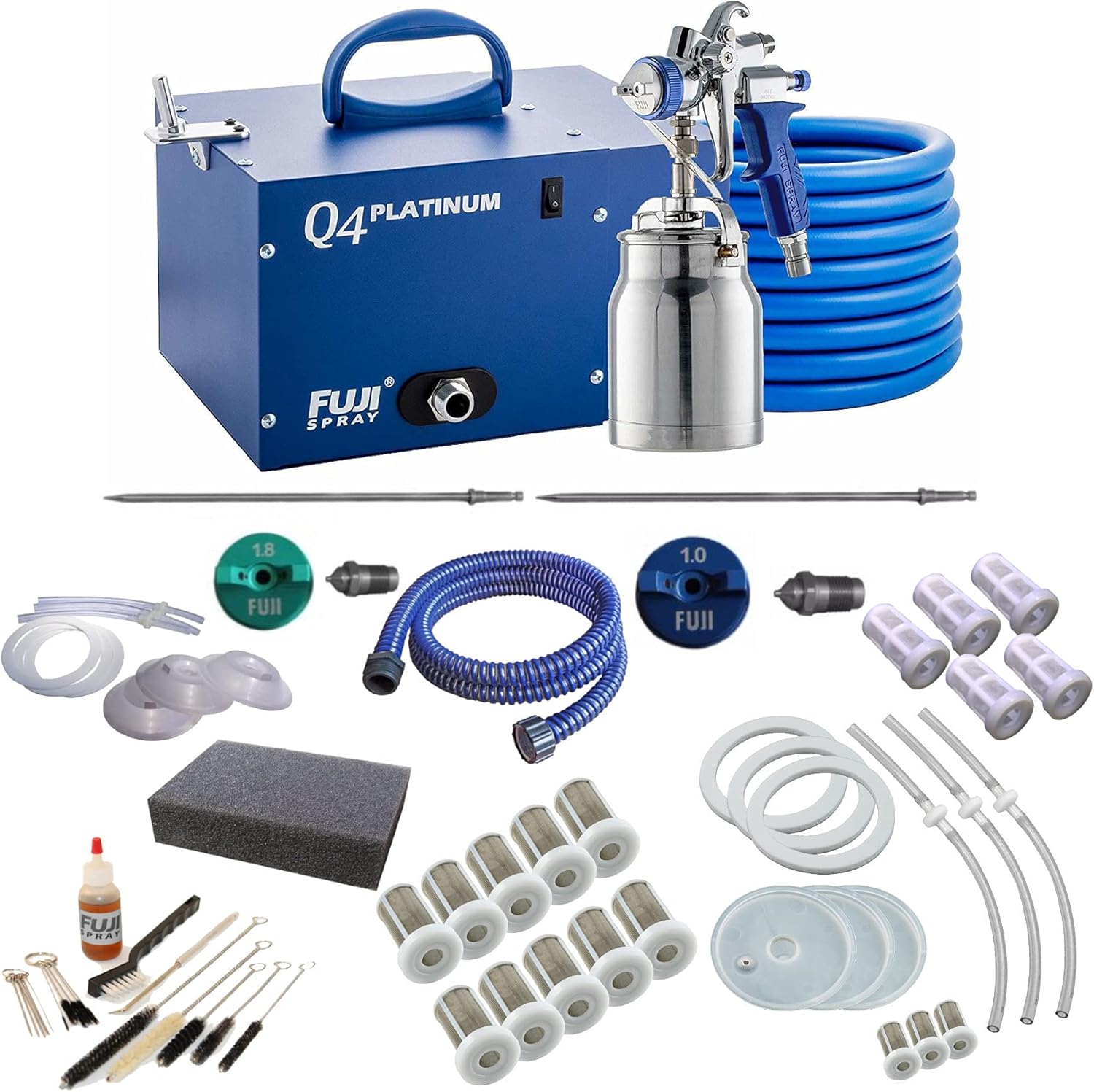 Best Quality 🔥 Fuji Q4 Quiet HVLP Spray System with Fuji 2039 Bottom Feed Cup Parts Kit and Accessory Bundle