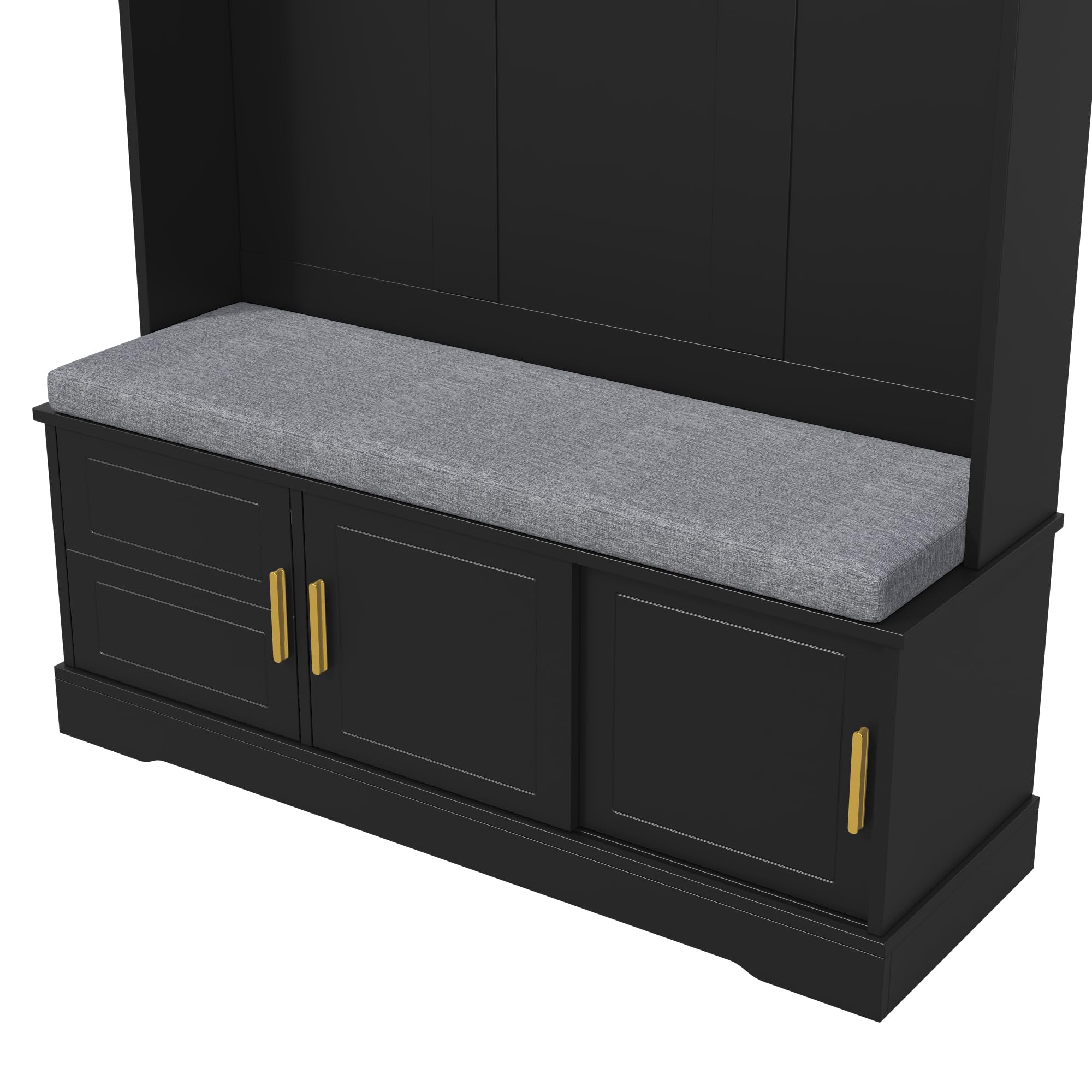Moimhear - Appendiabiti con scarpiera, 120×40×191 cm, appendiabiti, 6 ganci tripli, autoportante, salvaspazio, per ingresso, corridoio (nero)