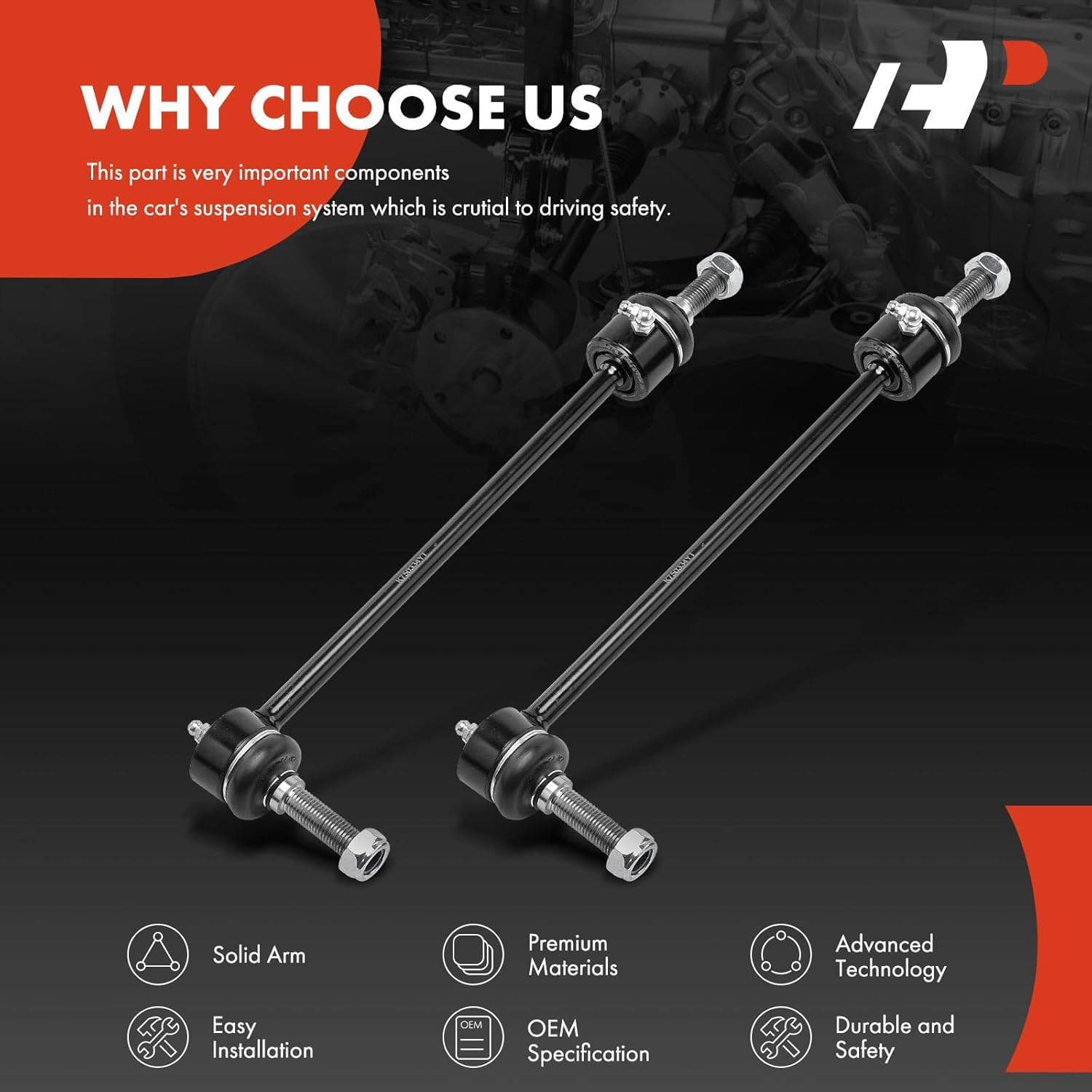 A-Premium 2 x Front Sway Bar Links Stabilizer Bar Links, Compatible with Land Rover LR3 2005-2009, LR4 2010-2016