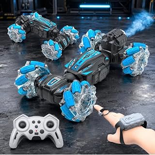 RC Stunt Car, Blue, Green | Gesture Control, Twister Body, LED Mecanum Wheels, Mist Spray, 3D Sound Price In India