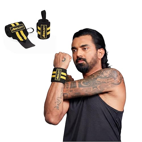 Boldfit Wrist Band for Gym Workout Premium Unisex Wrist Support for Gym Straps for Men with Soft Cushion Hand Band Strap for Man Accessories for Men Workout Wrists Supporter Wrap for Man 1Pair Black