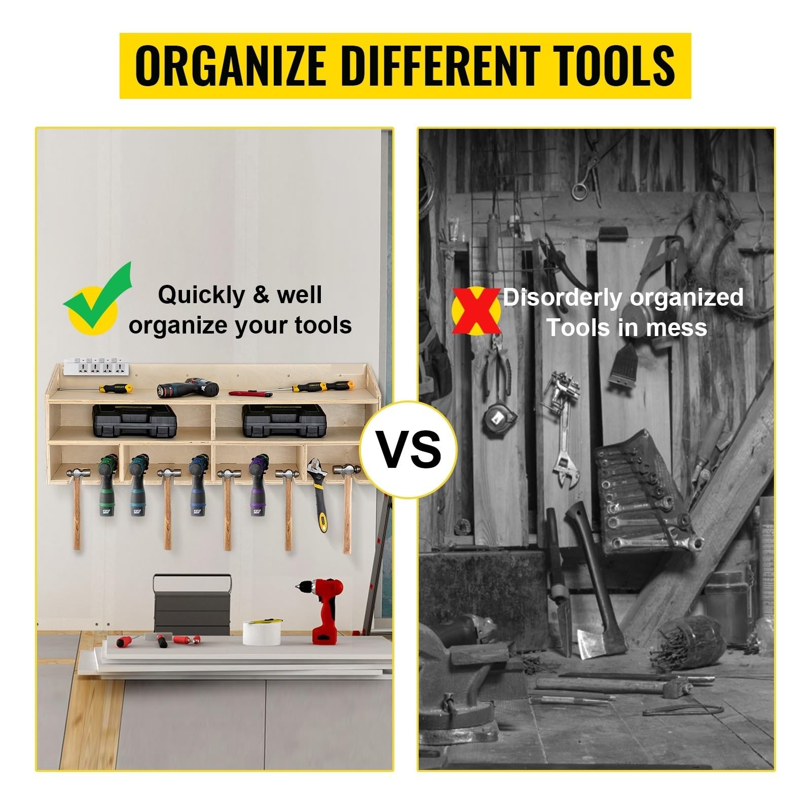 2/4-półka naścienna organizery narzędzi sprzętowych szafka 5/10 gniazd wiertarka udarowa stacja ładująca garaż uchwyt na elektronarzędzia(Brown 2-Shelf 5-Slot)