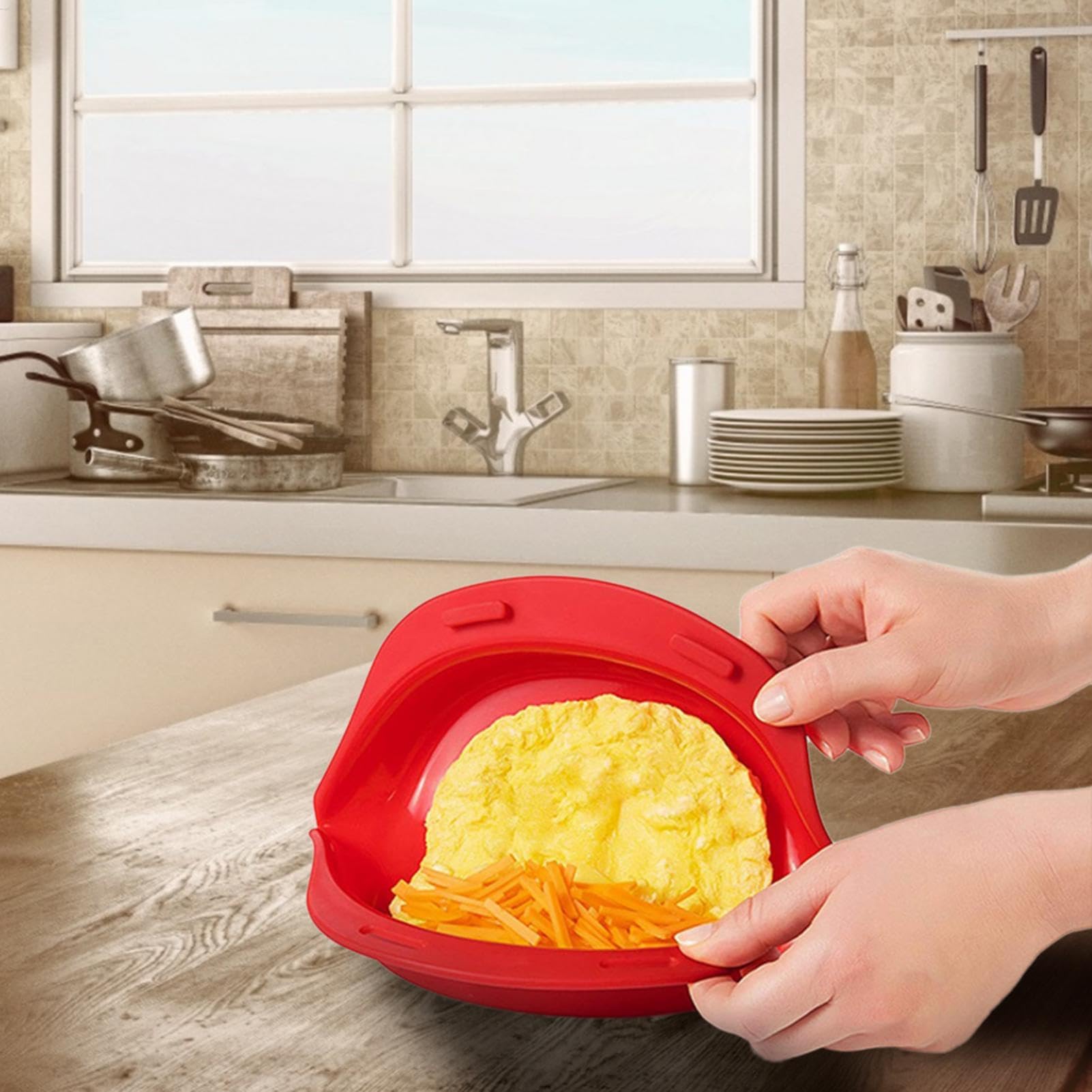 Mikrowellen-Omelett-Maker – Antihaft-Silikon-Omelettpfanne integriertes Design für einfache Eierrollen & schnelles Frühstück, perfektes Luftfritteusen-Zubehör und Omelett-Werkzeuge