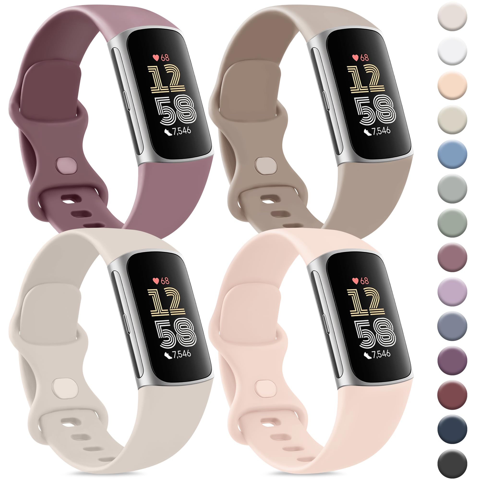 Bracelets Fitbit Charge 6 souples lot de 4 rechanges classiques - 8