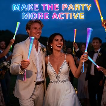 24Pieces Light up Wands Glow Sticks Party Supplies Colorful Fiber Optic Wand with 3 Light Modes for Wedding Bridal Birthday Shower Glow in The Dark Party Favors