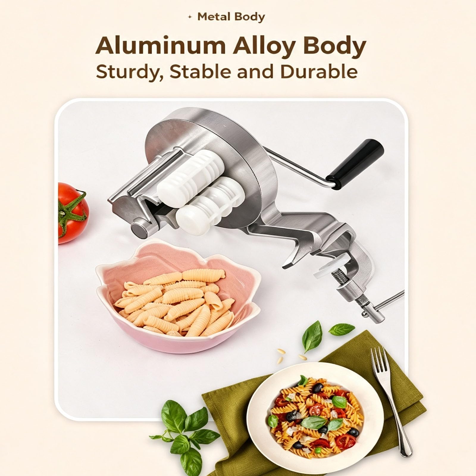 Máquina Manual Para Hacer Pasta, Prensa Para Macarrones Con Manivela Y Mango Desmontable, Abrazadera De Mesa Ajustable, Moldes Dobles Para Pasta Casera, Macarrones Y Fideos
