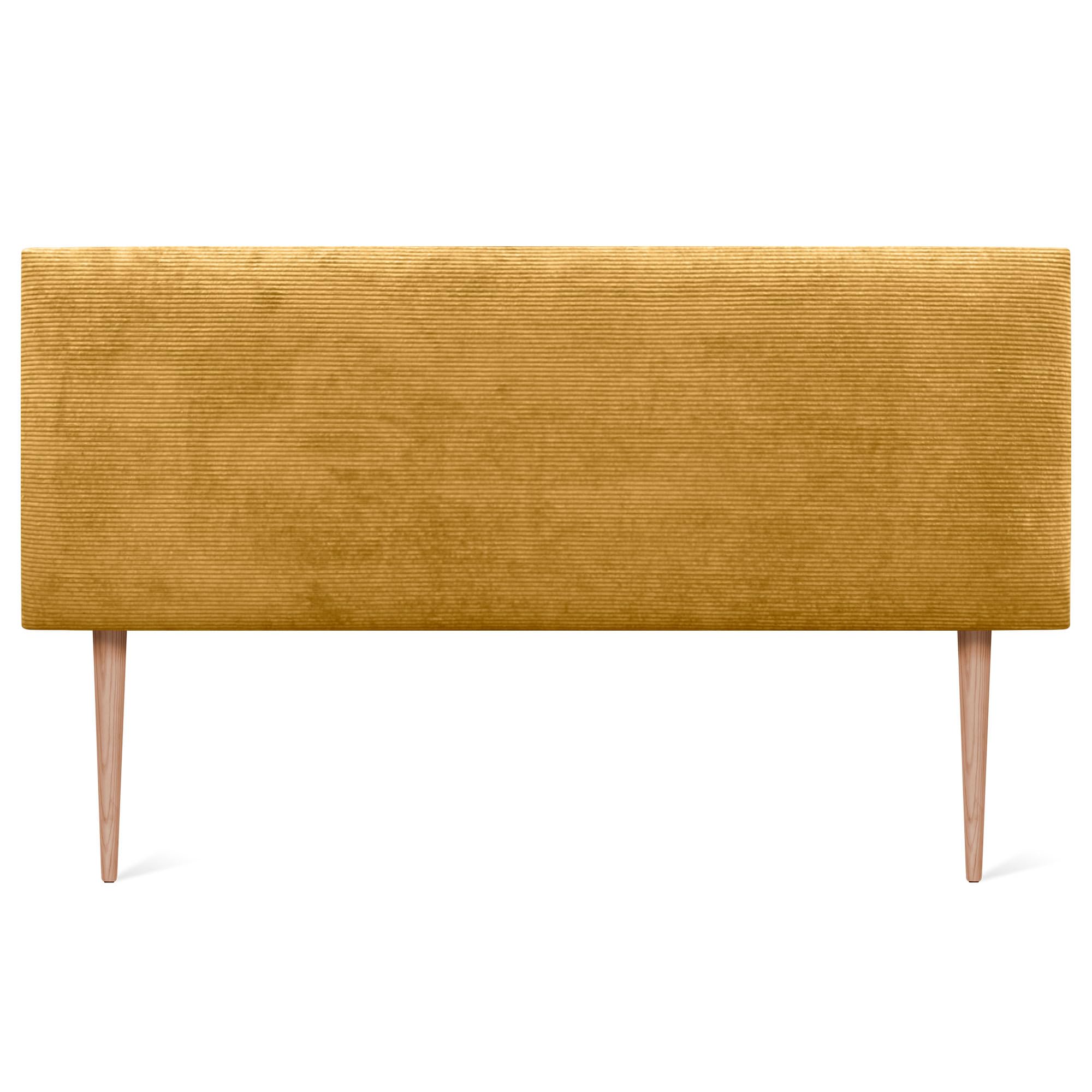 DHOME Tête de Lit en Velours Côtelé Uni avec Pieds, Haute Gamme Moderne, Tête de Lit Capitonnée, Lit de Luxe, Chambre, Rembourrée (Moutarde, 145cm)