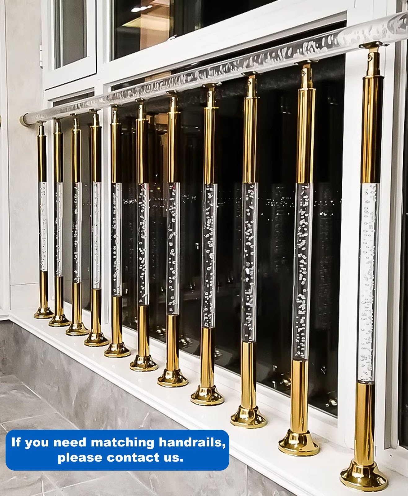 Juego de husillos de escalera de acrílico transparente, 10 piezas con tornillos de base y soportes, accesorios duraderos para decoración de escaleras, soluciones modernas para mejorar el hogar