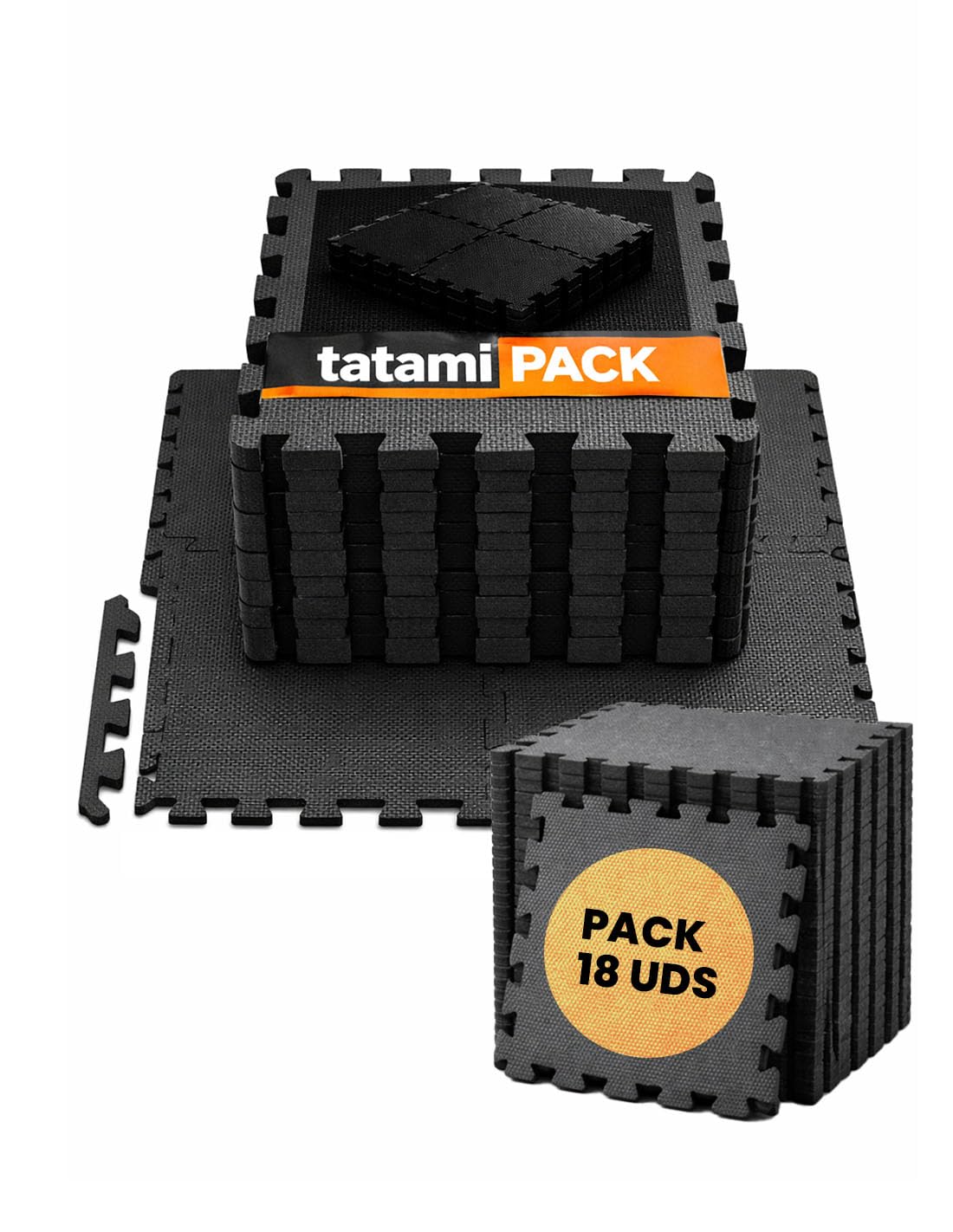 JARDIN202 - Esterilla Puzzle para Suelos de Gimnasio y Fitness | Protección de Goma Espuma, Tatami Puzzle Expandible 30x30cm (10mm) | 36 Uds | 3,24 m² (Negro) — view 13