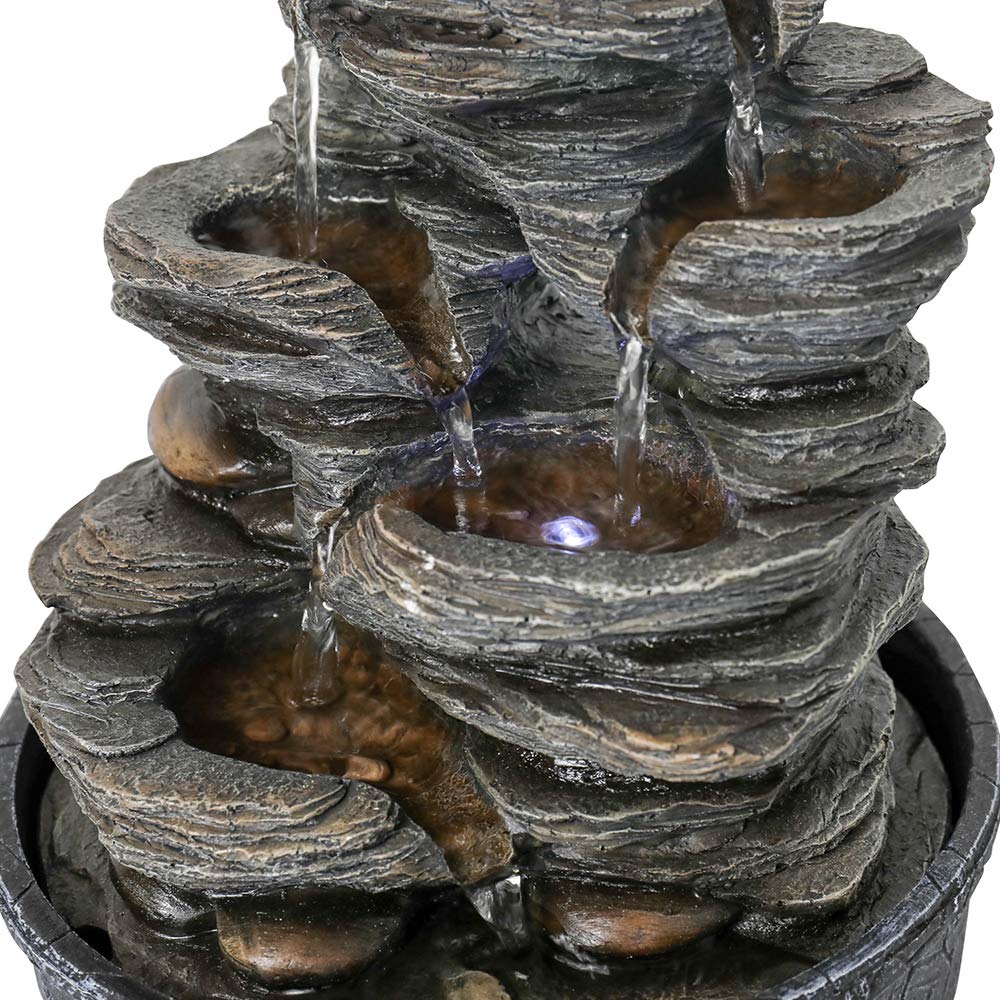 chillscreamni LED Lighted Tabletop Fountain 9.8” 5Tiered 6 Water