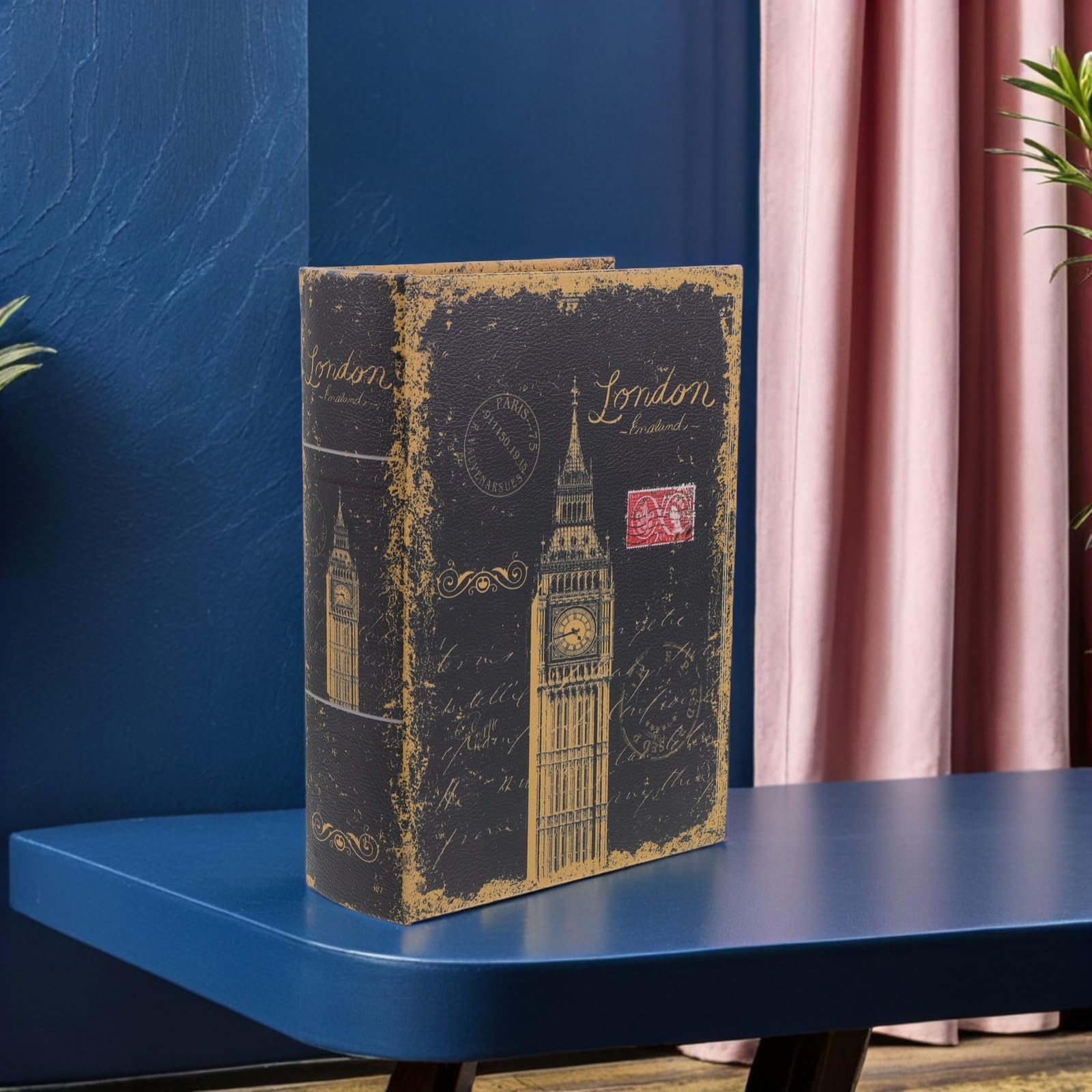 Vaguelly Vintage Drewniane Pudełko Do Przechowywania Kształcie Książki Ozdobne Retro Pudełko Dekoracyjne Ukryty Schowek Biżuterię i Gotówkę Stylowa Ozdoba Stół i Półkę