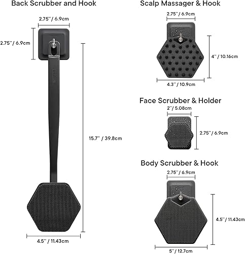 Miniatura 5 de TOOLETRIES The Scrub King - Juego de exfoliante corporal y facial de silicona para hombre, limpiador de espalda para ducha, fregadores corporales,