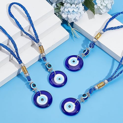Miniatura 6 de WEBEEDY 4 piezas de adornos colgantes de mal de ojo para el mal de ojo azul para espejo retrovisor, dije de ojo turco para marco de puerta de