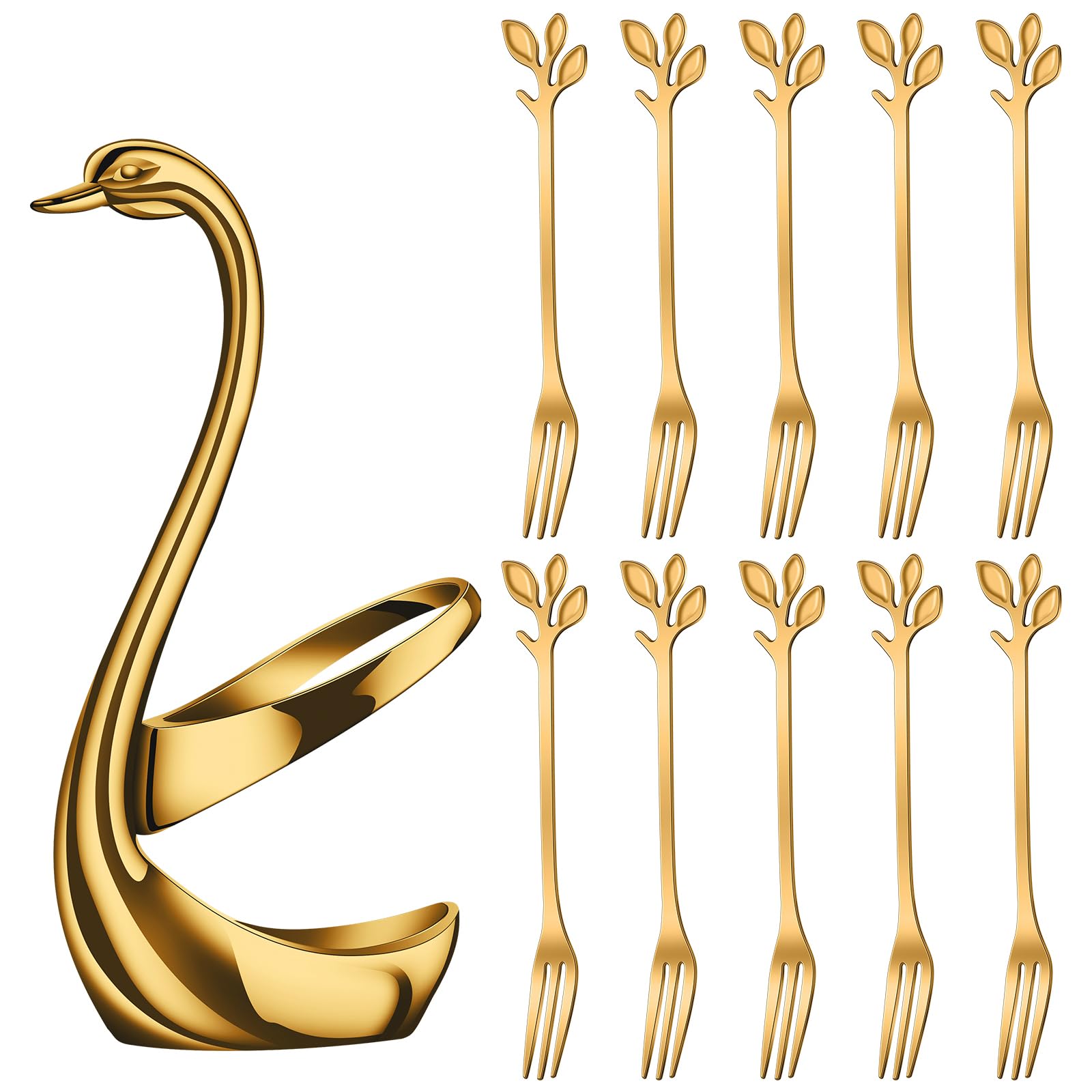 AnSaw 10-Piece Gold Leaf Dessert Forks Set - 4.7" Mini Cocktail Forks — Amazon image 13