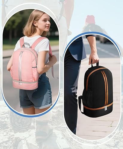 Miniatura 5 de HowFly Mochila de gimnasio, bolsa de gimnasio para mujeres y hombres, mochila deportiva con compartimento para zapatos, bolsa de entrenamiento
