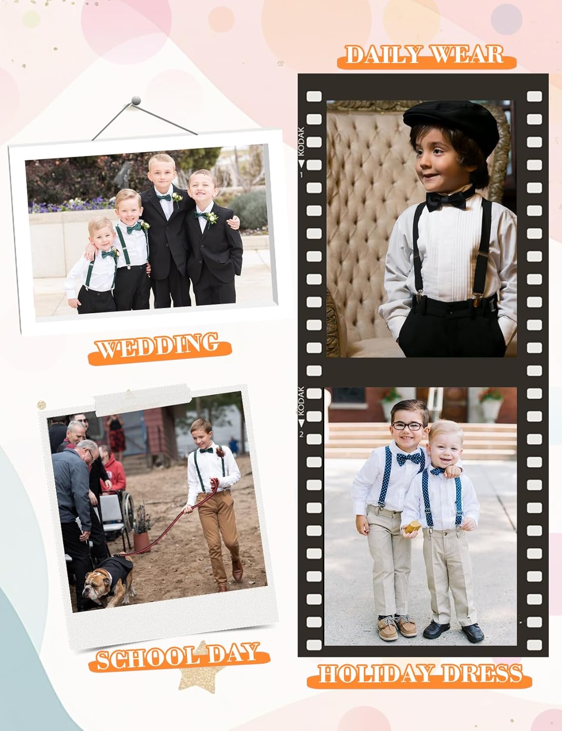 HANERDUN Kids Suspenders Bowtie Sets Adjustable Suspender Set for Boys and Girls - Image 7