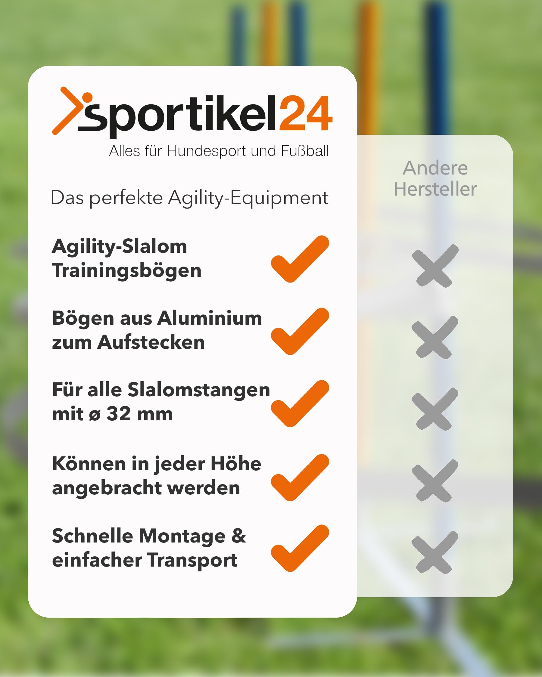 Archi da allenamento per agility, set da 10, per aste con diametro di 32 mm, allenamento slalom