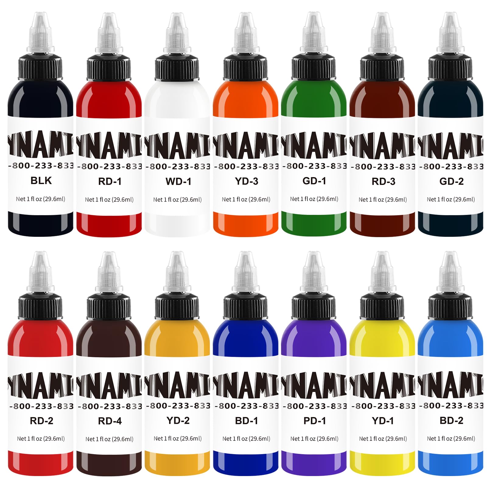 14 Farbtinten, Tätowiertinten, 14 Farben Tattoo-Tinte, Aktivtinten, Farbmuster Tattoo-Tinte (30 ml)