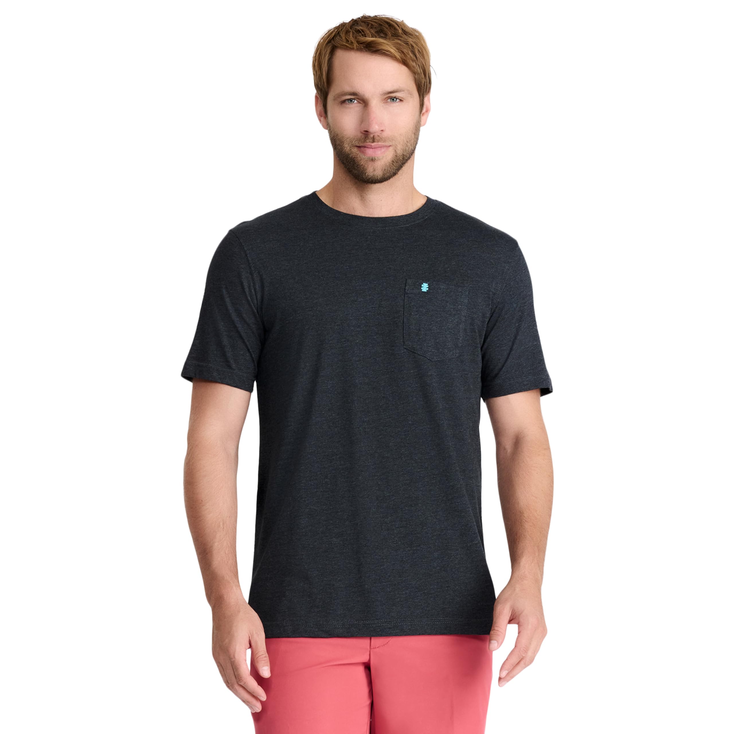 IZOD Men's Saltwater Soft Wash Pocket Crew T-Shirt, Black, XXL