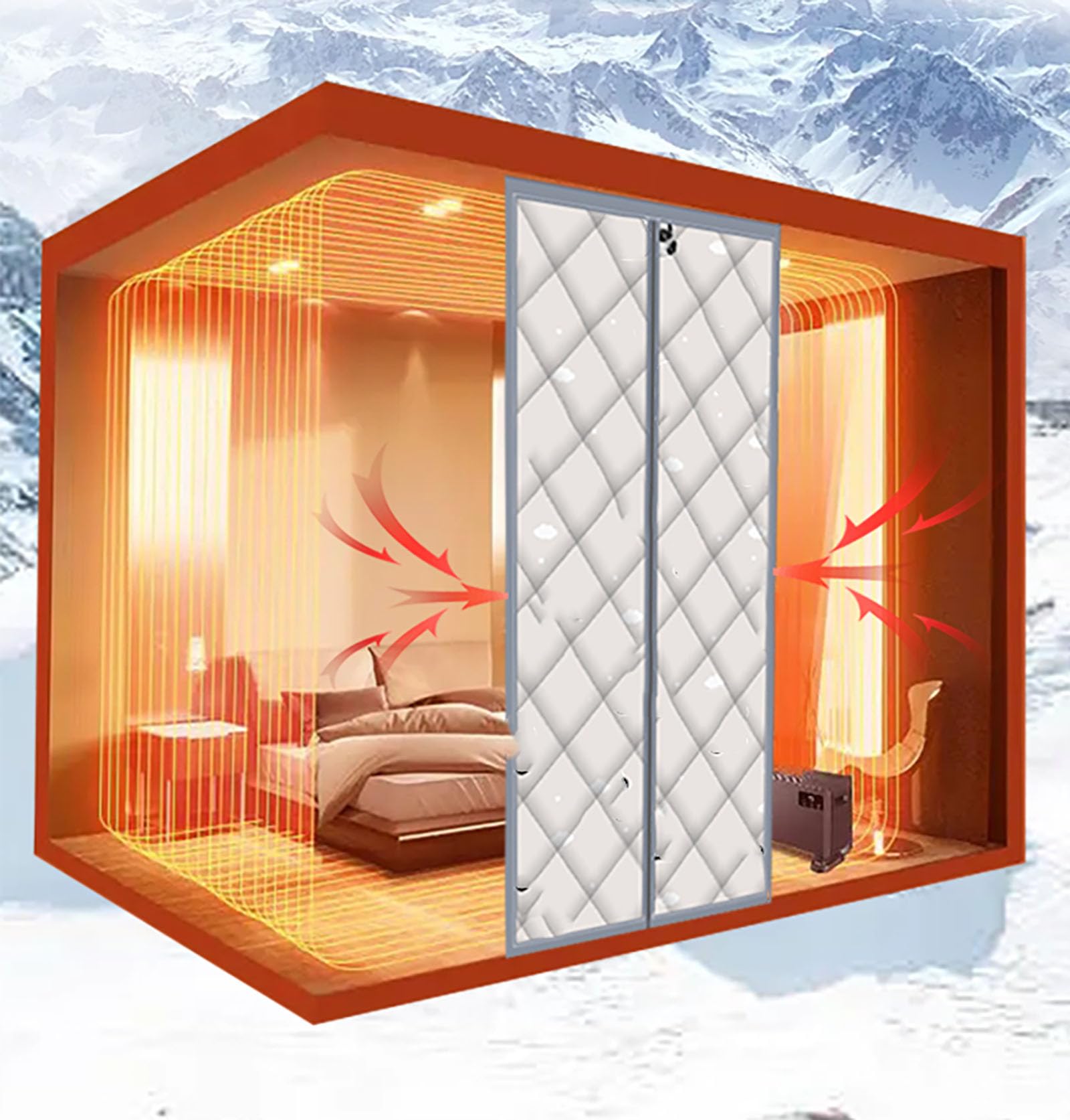 Cortina Térmica Magnética para Puerta, Exterior Aislantes Termica Frio y Calor, Cortina para Balcón Sala Estar Patio Acondicionado, Sala de calefacción (120 * 230cm)