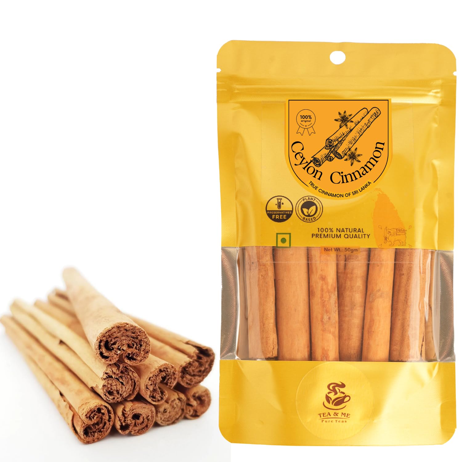 TEA & ME True Sri Lanka Cinnamon Sticks-50g | Finest Ceylon Dalchini | Fresh Ceylon Cinnamon Sticks direct from Sri Lanka | Whole Cinnamon (Dalchini) Quills (B0C2KM132Y) Amazon Price History, Amazon Price Tracker