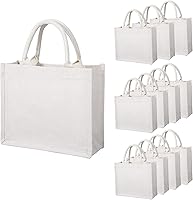 Vista 15 de Segarty Bolsas de mano, paquete de 6 bolsas de yute negro mediano de yute de arpillera reutilizable, bolsa de regalo con asas, bolsa en blanco a