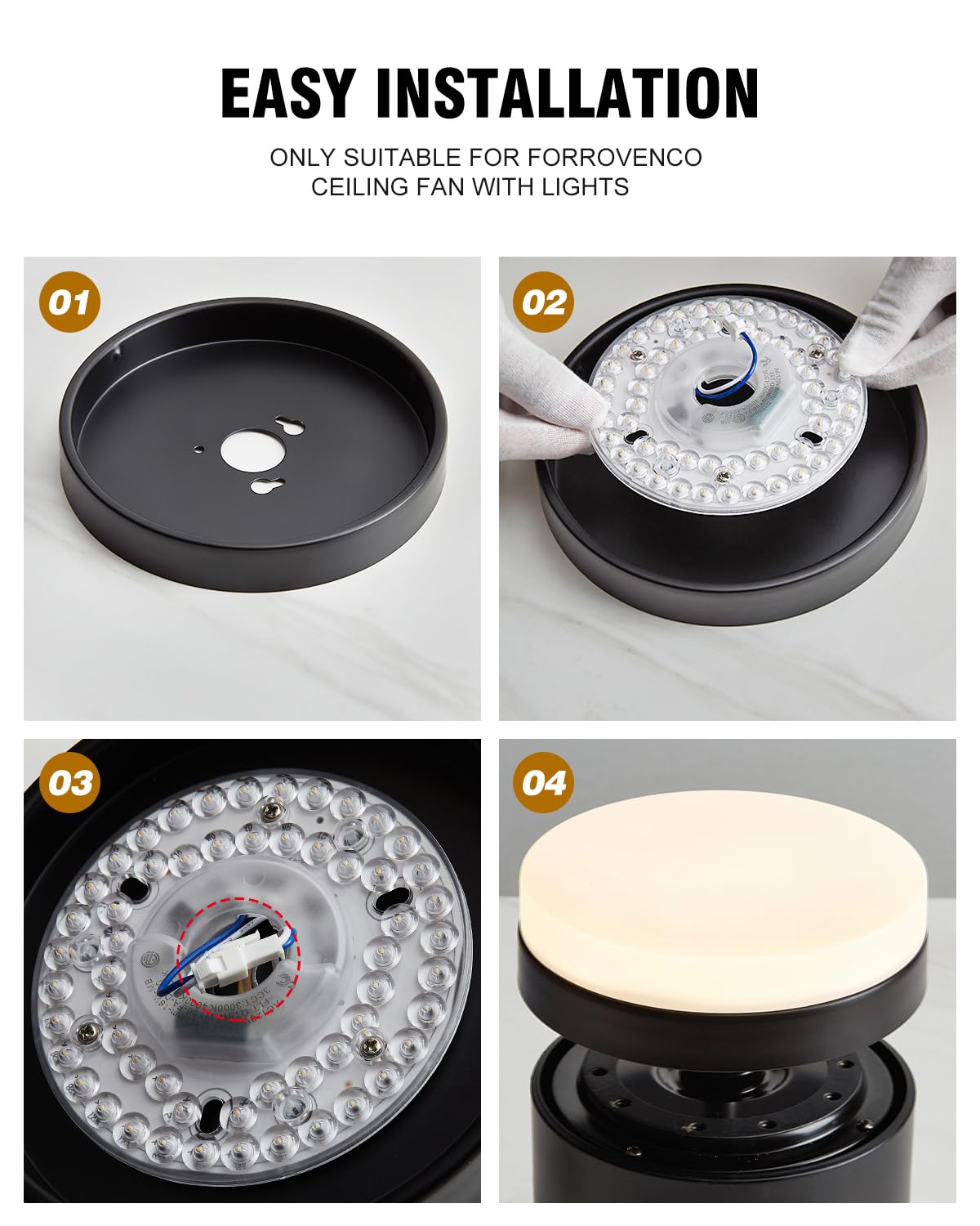 Kit de luces LED de repuesto, kit de luz LED de 15 W, 120 V, 2000 lm, 3 temperaturas de color, 3000 K, 4500 K, 6000 K, repuesto para ventilador de techo, paquete de 1 2