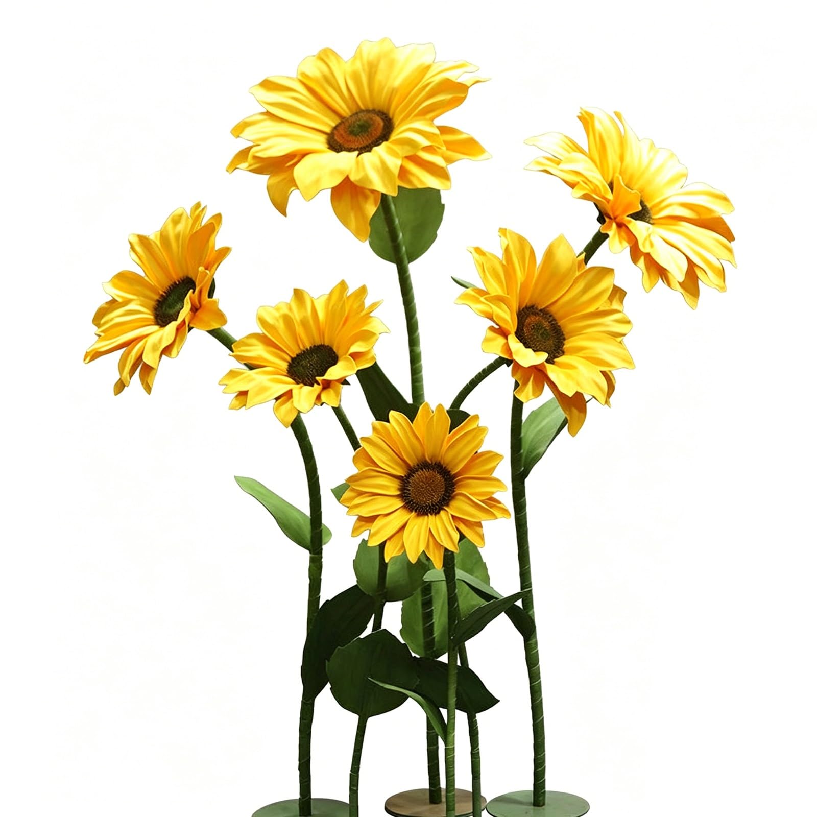 6er Set Künstliche Blumen zur Dekoration Große Sonnenblumen mit Biegsamen Stielen & Stabilen Basen für Hochzeitshintergrund, Gartenparty, Schaufenster