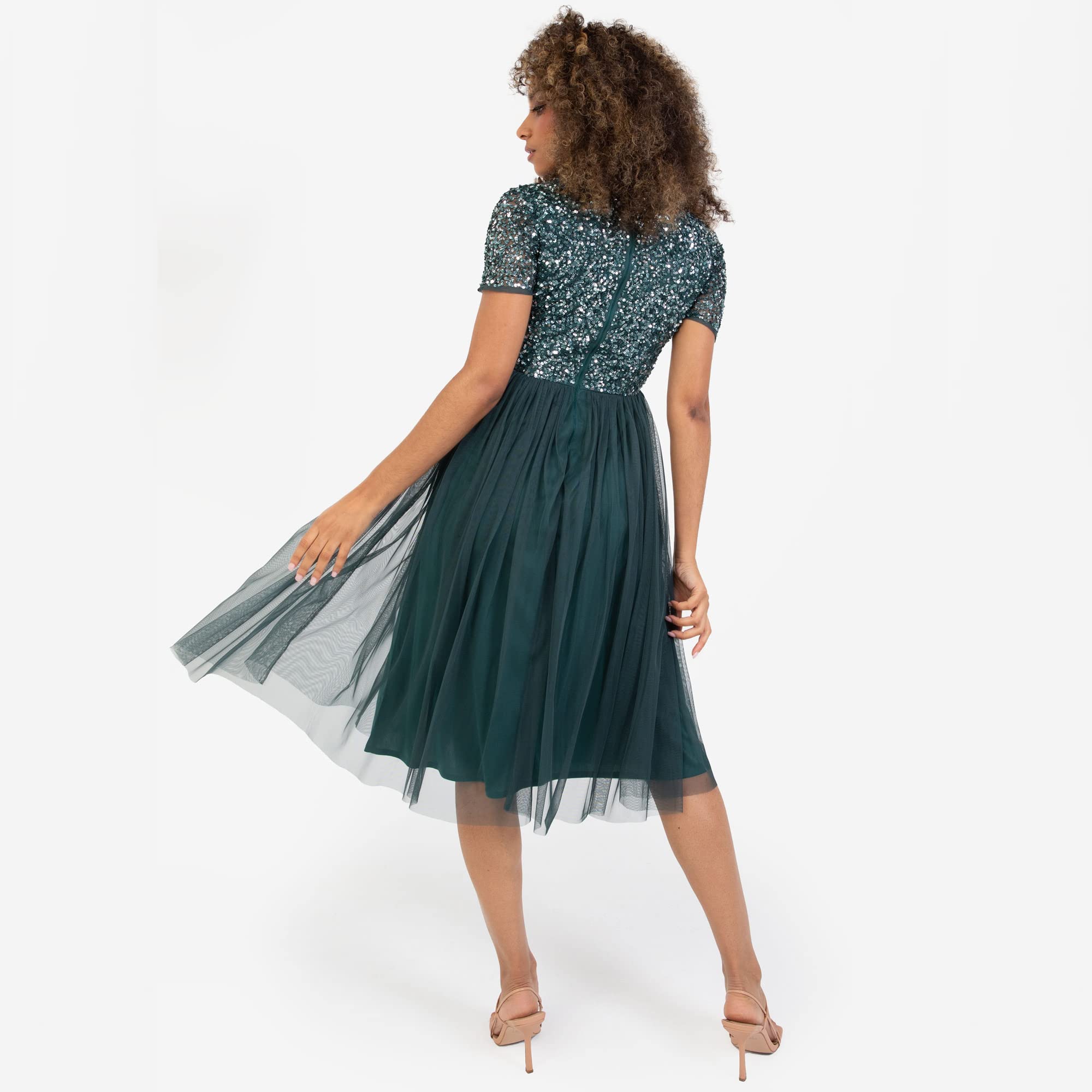 Maya Deluxe Damen Midi-Kleid mit V-Ausschnitt – Bild 6