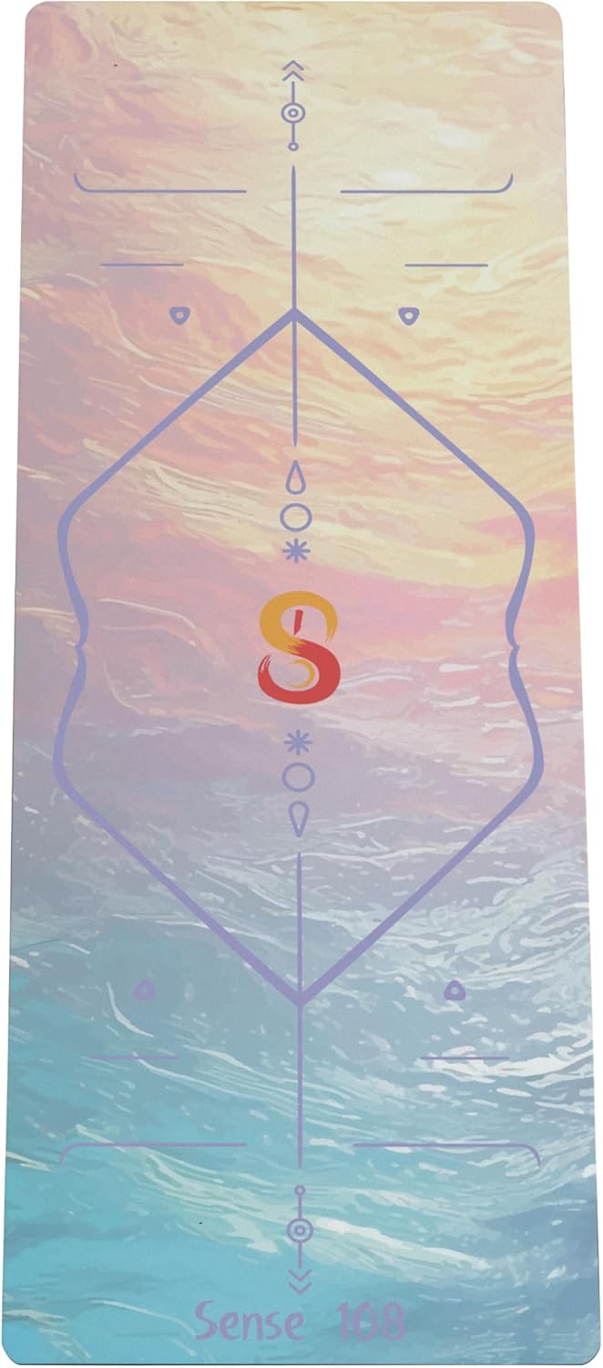 Sense108 | Eco PU Yoga Mat – 5mm Thick Cushion, Extra Wide 72″x26.8″ Anti-Slip & Sweat-Wicking for Bikram, Pilates & Hot Yoga