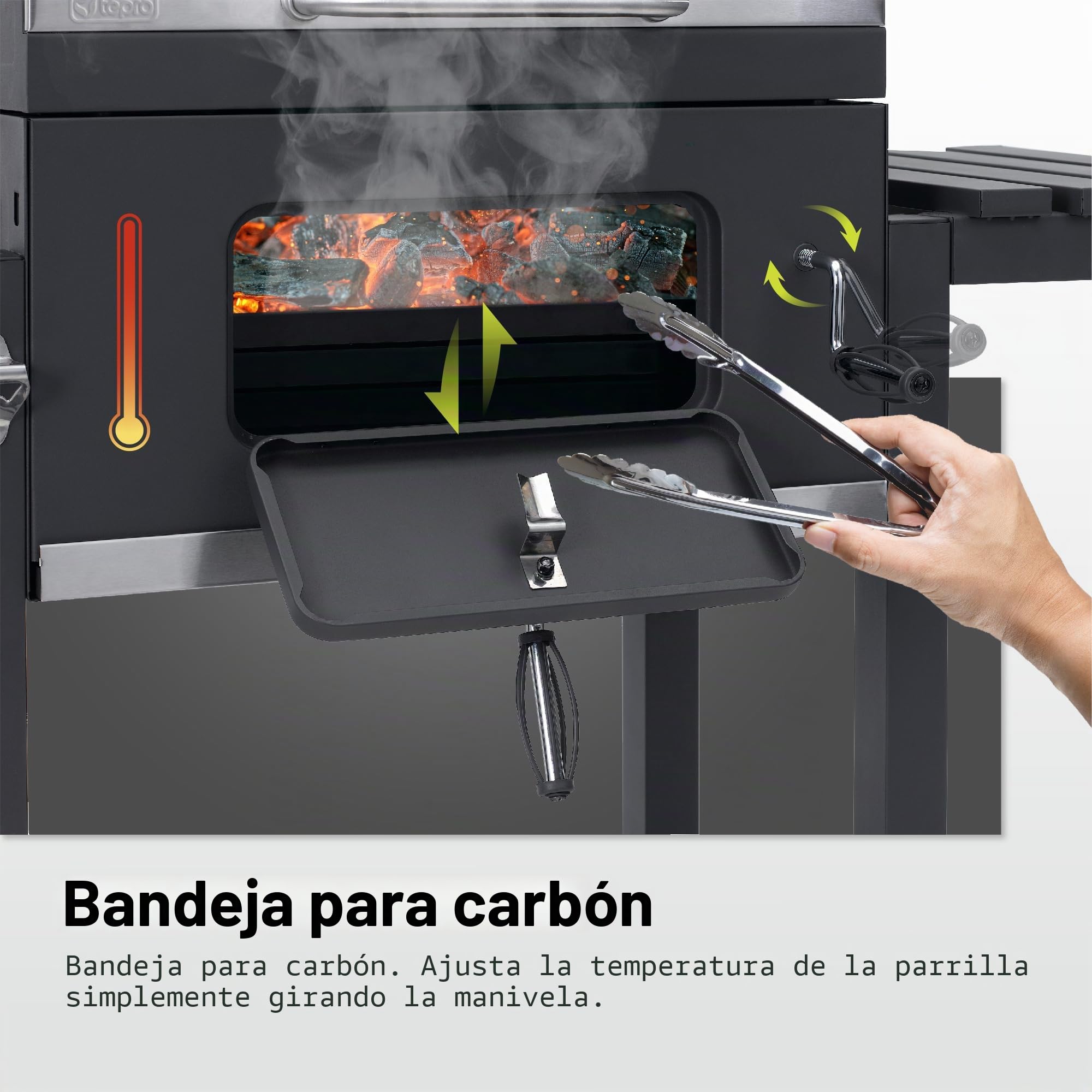 Tepro Toronto Click - Barbacoa de carbón, antracita y acero inoxidable