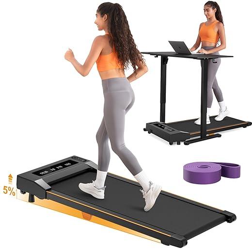 Walking Pad, Under Desk Treadmill with 5% Incline, 300 Lbs Capacity Treadmills for Home & Office, 2.5HP 2 in 1 Portable Treadmill with Remote Control for Walking and Running