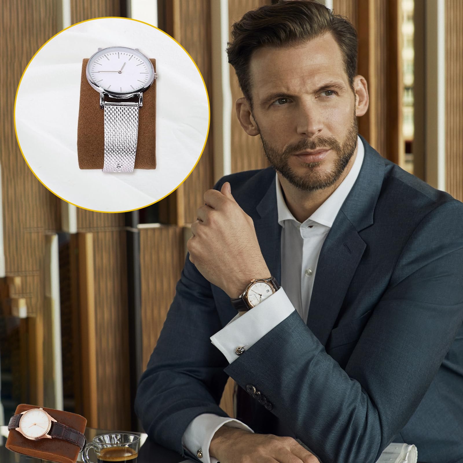 Cojín para Reloj 8 Piezas Estuche Exhibición Joyería Pulseras, Ovalado Gris