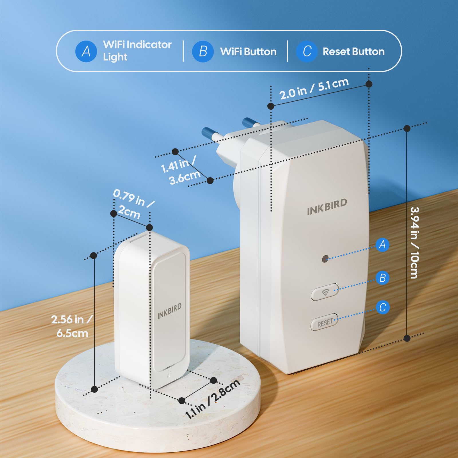 INKBIRD ITH-11-B Thermomètre Hygromètre Bluetooth et IBS-M2S-B Passerelle WiFi Combinaison, Enregistreur Temperature Humidite Interieur Exterieur, Surveillance à Distance APP, Stockage de Données