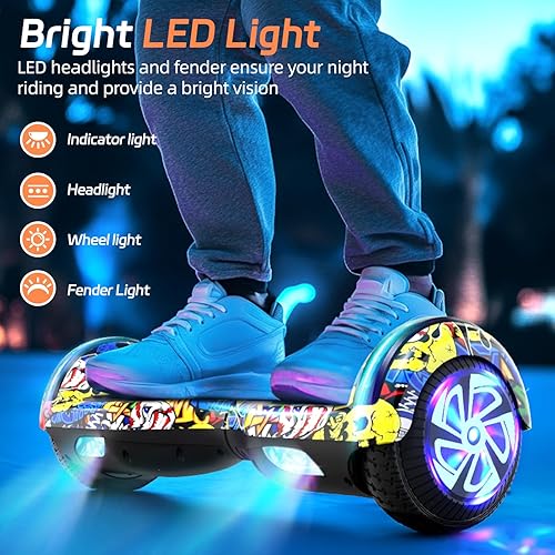 Miniatura 3 de Scooter con luces LED Bluetooth Corlorful, ruedas de 6.5 pulgadas, scooter de motor dual de 300 W para niños, niñas, niños y adultos, todas las
