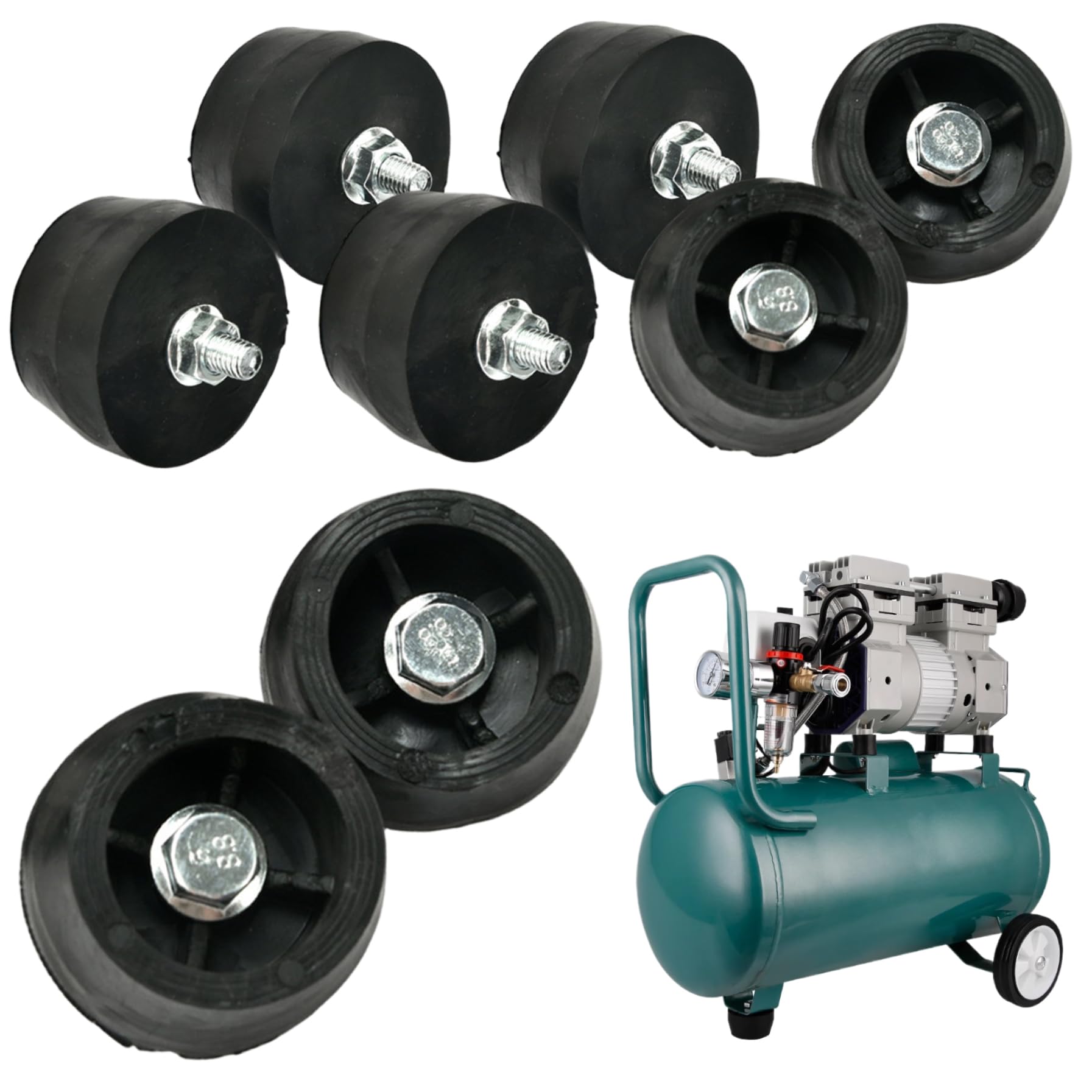 Patins en caoutchouc anti-vibrations robustes x8 pour compresseur