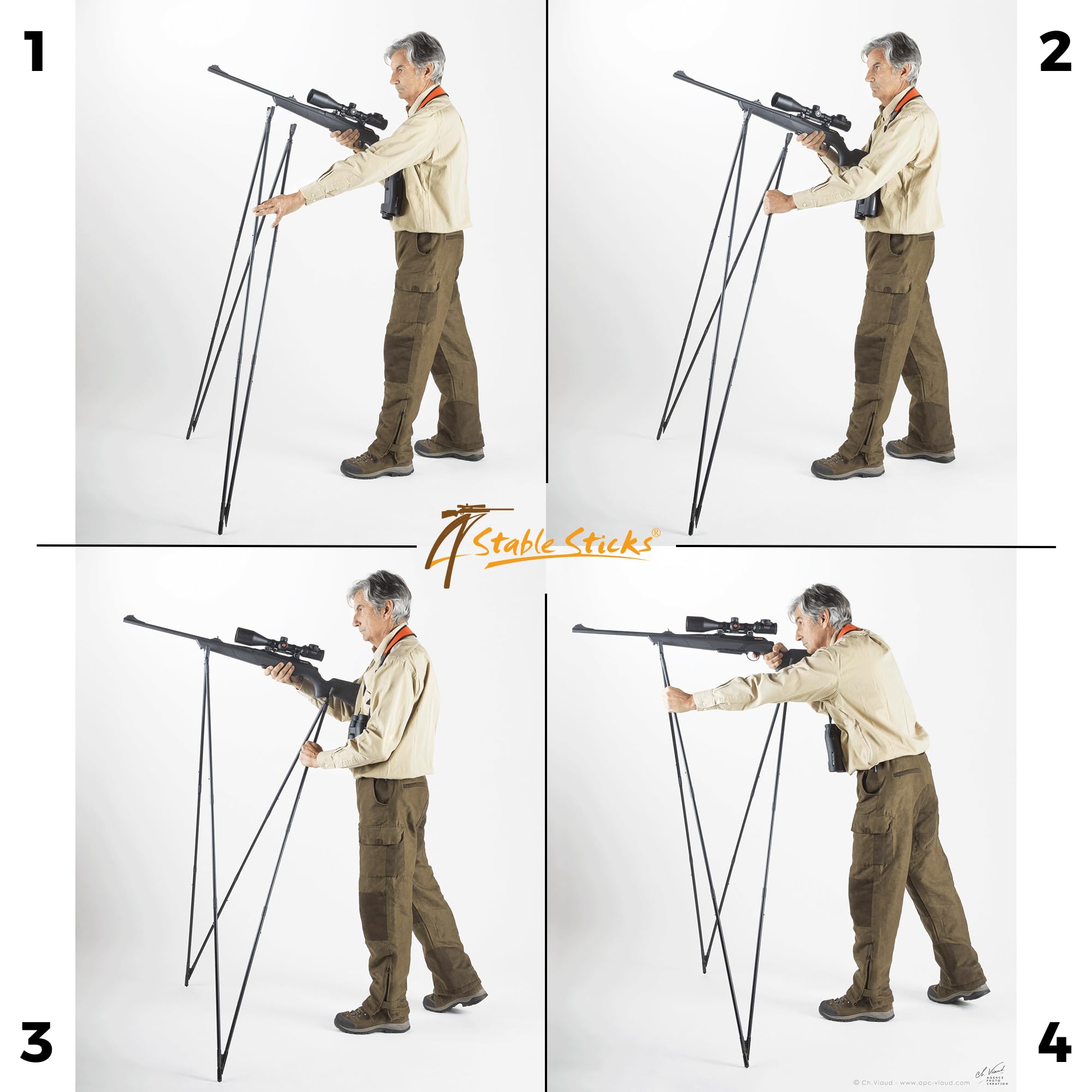 Ultimate Modell - Pirsch- Und Weitschießstock - Optimale Stabilität - Abnehmbar/Verstellbar - Für Stehende, Kniende Und Sitzende Schüsse - Ultraleicht, Langlebig