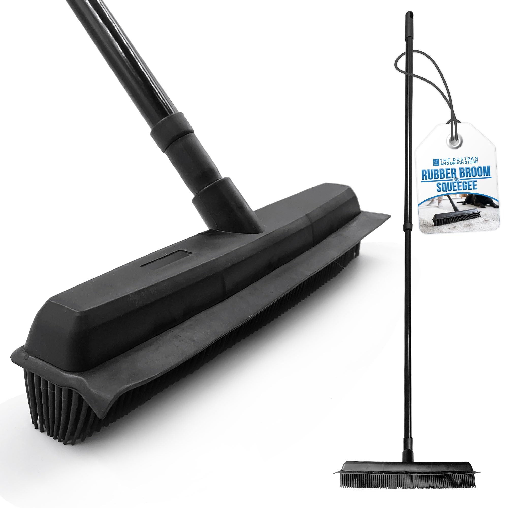 B&Q -  Long Handled Indoor Pet Hair And Dust Removal Rubber Broom
