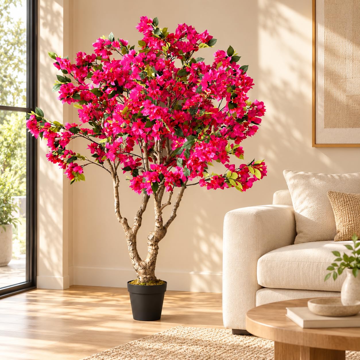 4ft Artificial Bougainvillea Tree - Peacock Floral Decor -8