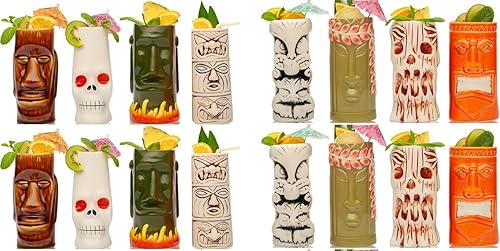 Miniatura 7 de LEMONSODA Vasos de cerámica tiki hawaianos (cerámica, juego de 4) Ceramic,Variedad Cerámica,Cuernos,Luau
