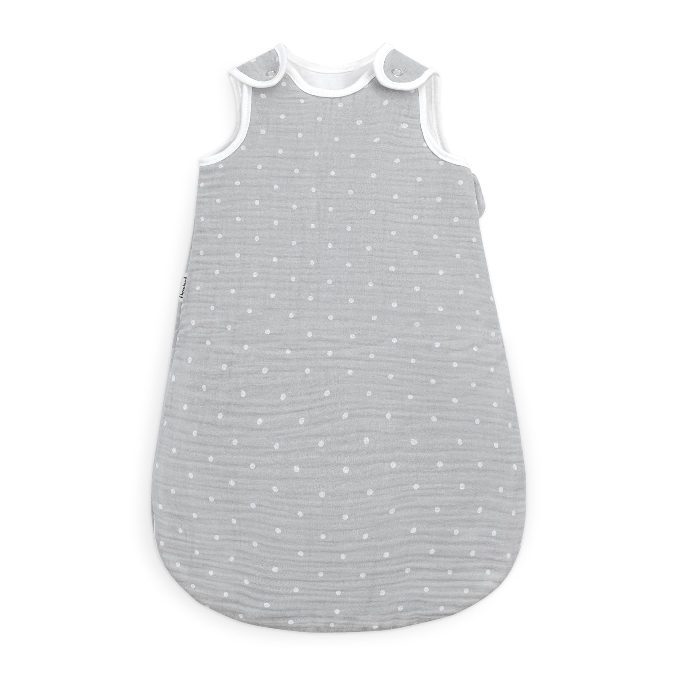 Ehrenkind® Musselin Babyschlafsack 2.5 TOG | 100% Bio-Baumwolle Grau mit Punkten | Baby Schlafsack | 74/80 | Oeko Tex zertifiziert