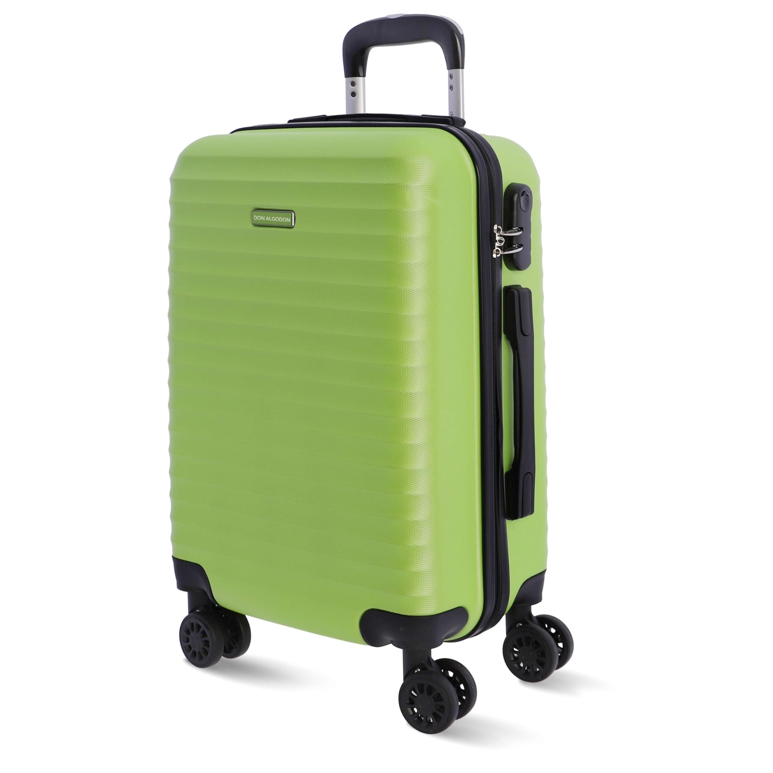 DON ALGODON - Maletas de Viaje Cabina - Maleta 55x40x20 - Maletas de Viaje - Maleta de Cabina Resistente Ryannair - Trolley Equipaje para Avion con 4 Ruedas de 360º y candado (Verde)