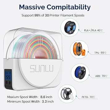 [Upgraded] SUNLU S1 Plus Filament Dryer Box with Fan for 3D Printer Filament, Upgraded Filament Dehydrator Storage Box for 3D Filament 1.75 2.85 3.0 Keeping Filament Dry During 3D Printing